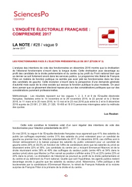 Les fonctionnaires face à l`élection présidentielle de 2017