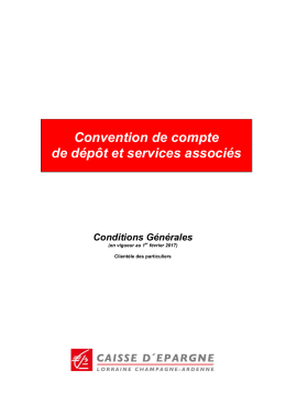 Convention de Compte de Dépôt et Services