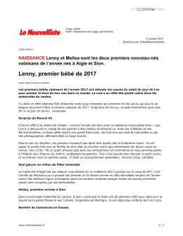 Lenny, premier bébé de 2017 - Hôpital Riviera