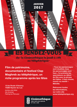 Programme complet - Cinémathèque des Pays de Savoie et de l`Ain