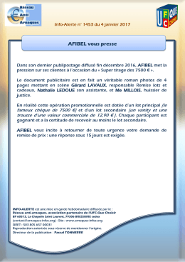 AFIBEL vous presse - UFC-QUE CHOISIR ALBERTVILLE