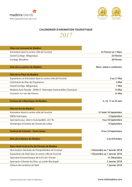 CALENDRIER D`ANIMATION TOURISTIQUE