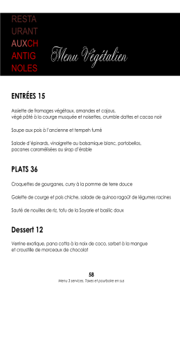 Menu Végétalien