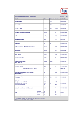 Terminal product specification: Gasolie Extra Property Unit Minimum