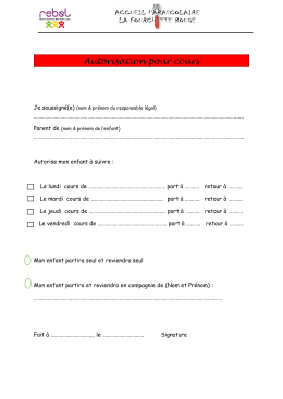 Autorisation pour cours