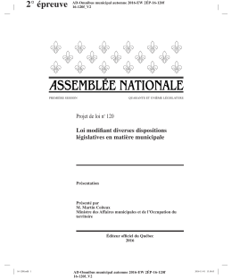 Loi modifiant diverses dispositions législatives en matière municipale