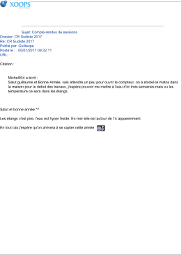Sujet: Compte-rendus de sessions