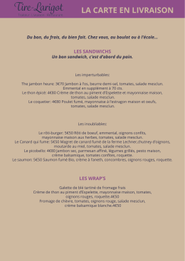 LA CARTE EN LIVRAISON