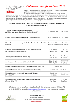 Calendrier des formations 2017