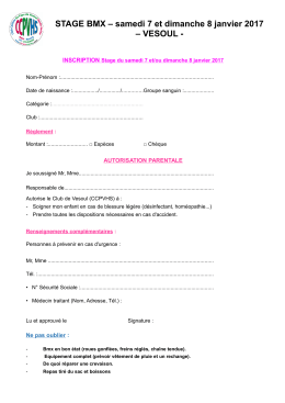 STAGE BMX &ndash; samedi 7 et dimanche 8 janvier 2017