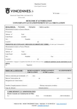 demande d`autorisation concernant le stationnement et la circulation