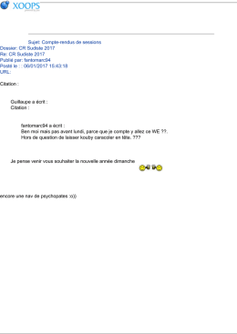 Sujet: Compte-rendus de sessions