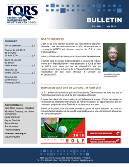 Bulletin Mai 2016 - Fédération québécoise des revêtements de sol