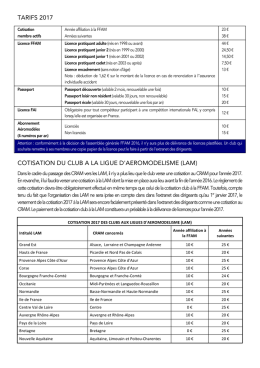 T&eacute;l&eacute;charger les tarifs 2017