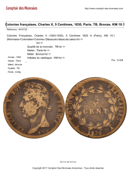 Colonies françaises, Charles X, 5 Centimes, 1830, Paris, TB, Bronze