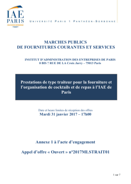 fourniture de prestation de type traiteur