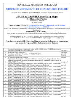 vente aux enchères publiques stock de vetements et