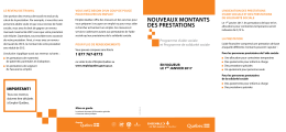 Nouveaux montants des prestations