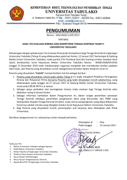 pengumuman - Universitas Tadulako