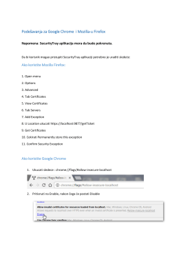 Podešava ja za Google Chro e  i Mozilla
