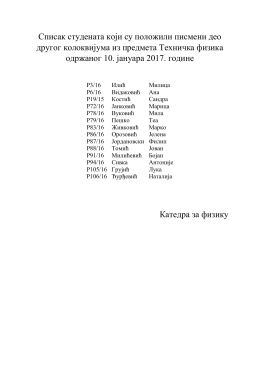 Списак студената који су положили писмени део другог