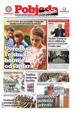 Pobjeda Nedjelja, 8. januar 2017. Oglasi i obavje&scaron;tenja