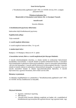 tanszékvezető - Szent István Egyetem