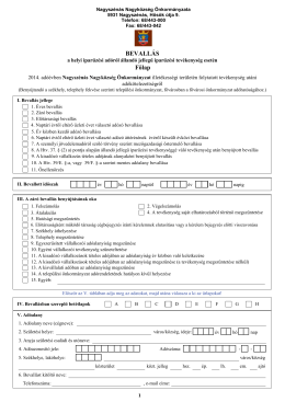 Helyi iparűzési adóbevallás 2014. adóévről Helyi