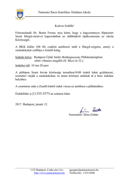 Szent Margit-mise - Pannonia Sacra Katolikus &Aacute;ltal&aacute;nos Iskola