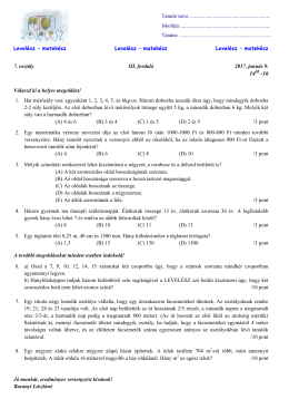 Feladatok - Matematika