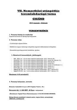 VII. Nemzetk&ouml;zi ut&aacute;np&oacute;tl&aacute;s teremlabdar&uacute;g&oacute; torna CIG&Aacute;ND
