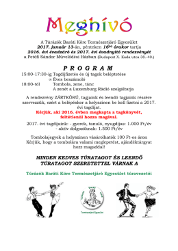 T&uacute;r&aacute;z&oacute;k Bar&aacute;ti K&ouml;r&eacute;nek 2016. &eacute;vi &eacute;vadz&aacute;r&oacute; &eacute;s