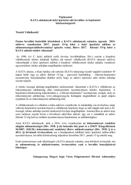 Tájékoztató KATA adóalanyok helyi iparűzési adó