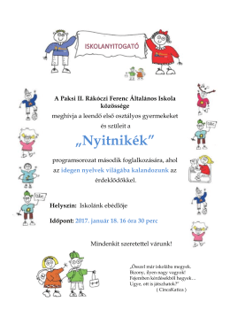 Nyitnik&eacute;k - II. R&aacute;k&oacute;czi Ferenc &Aacute;ltal&aacute;nos Iskola