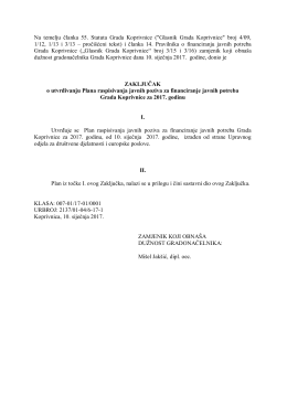 Zaključak o utvrđivanju Plana raspisivanja javnih poziva za