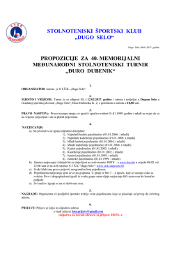 STOLNOTENISKI &Scaron;PORTSKI KLUB &bdquo;DUGO SELO&ldquo; PROPOZICIJE