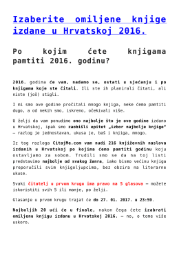 Izaberite omiljene knjige izdane u Hrvatskoj 2016.