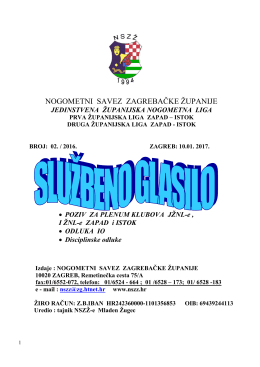 Glasnik 2-2017 - Nogometni savez Zagrebačke županije