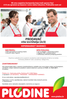 Prodavač – više izvršitelja (m/ž) – Hipermarket Marinići