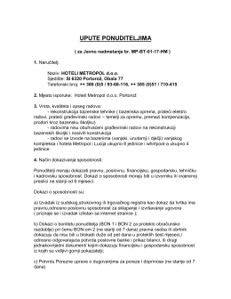 UPUTE PONUDITELJIMA