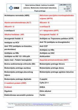 Popis pretraga - Opća bolnica Zabok