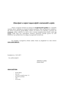 obavijest o lo&scaron;em vremenu 12.01.2017