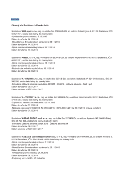 Spoloćnosť ADEXILIS Czech Republic/Slovakia, sro, reg. vo