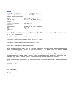 Správca konkurznej podstaty 3K 21/01 Spisová znaćka