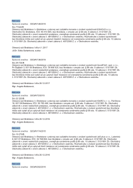 R003432 Spisová znaćka: 33CbR/146/2015 Sro 77442/B