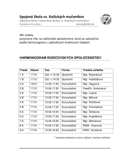 harmonogram rodičovsk&yacute;ch spoločenstiev
