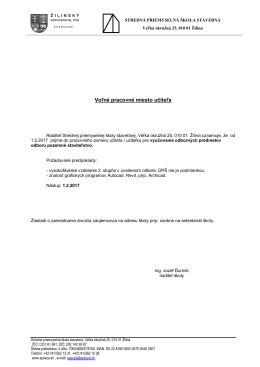 Voľn&eacute; pracovn&eacute; miesto učiteľa - Stredn&aacute; priemyseln&aacute; &scaron;kola stavebn&aacute;