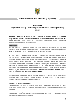 Informácia k vypĺňaniu tabuľky I daňového priznania k dani z príjmov