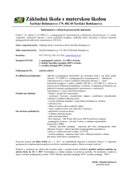 Informácia o voľných pracovných miestach