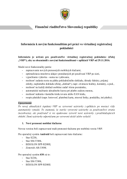 Informácia k novým funkcionalitám pri práci vo virtuálnej registračnej